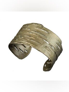 MICHAEL MICHAUD "Birch Bark" Cuff Bracelet Bronze Native American Artist  Stamp